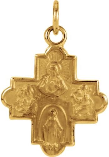 R5036 14K Yellow 12.00X12.00 Mm Polished 4-Way Cross Medal