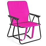 Best Choice Products 12in Height Seat Backpack Folding Chair Outdoor Beach Camping - Pink