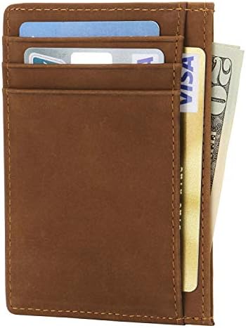 Womens Slim RFID Blocking Credit Card Holder， Minimalist Leather Front Pocket Wallet
