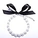 Snow White Dog Cat Pearls Necklace Collar Bling Accessories Ribbon Charm Pet Puppy Jewelry 3 Size (S)