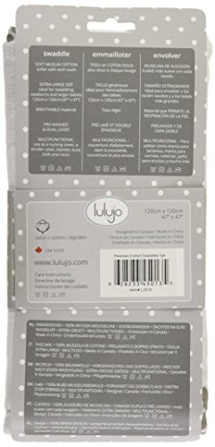 lulujo Muslin Cotton Swaddling Blanket - Grey Peonies