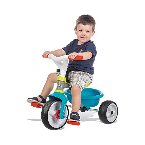 Smoby - Be Move blau - Kinderdreirad mit Schubstange, Sitz mit Sicherheitsgurt, Metallrahmen, Pedal-Freilauf, für Kinder… – Bild 4