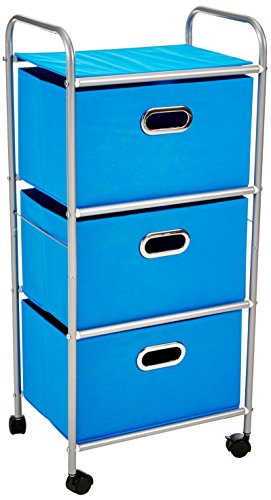 Honey-Can-Do CRT-02347 Fabric Rolling Cart with 3 Drawers, Blue