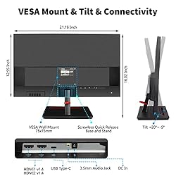 FYHXele FY24C Computer Monitor 24 Inch 75Hz USB