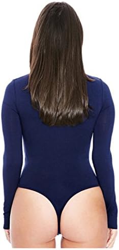 Ellie Hebe Women's Long Sleeve Round Neck Stretchy Bodysuit Leotard Top