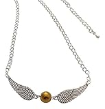 Double Angel Winged Silver Necklace with Centre Faux Golded Bead
