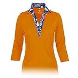 Monterey Club Ladies Dry Swing Bold Flower Collar Long Sleeve Solid Shirt #2675