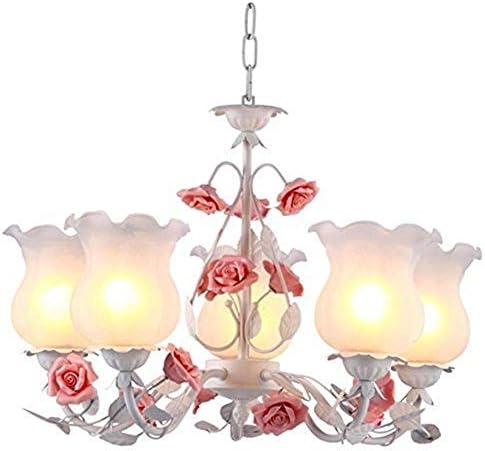 Honyge ペンダントライト シャンデリア ペンダントライト バラの花のシャンデリア レトロベッドルームシャンデリア フラワーショップシャンデリア 衣料品店ウェディングショップグラスシャンデリア 調節可能なチェーンの長さ創造的人格リビングルーム Led 取付簡単