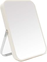 YEAKE 8-Inch Table Desk Vanity Mirror Portable Folding 90° Stand White