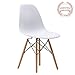 Porthos Home April Mid-Century Dining Crafted from Molded Plastic with Eiffel-Inspired Birch Wood Legs, Also As A Side Chair for Any Room in The House Or Office, Set of 1, White
