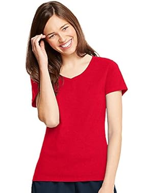 Women's 4.5 oz. X-Temp Performance V-Neck, Deep Red!