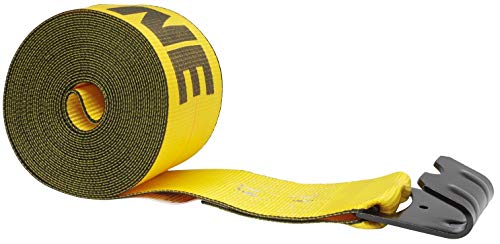 Mytee Products Kinedyne Winch Straps 4" x 30" Gold Heavy Duty Tie Down w/Flat Hooks WLL# 5400 lbs | 4 Inch Cargo Control for Flatbed Truck Utility Trailer (1 Pack)