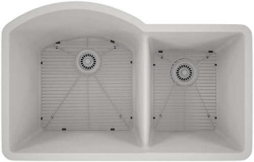 LexiconPlatinum Quartz Composite Kitchen Sink - Large Offset Double Bowl (LP-7030 White)