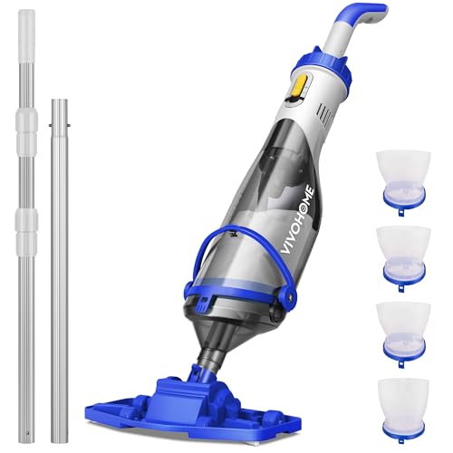 VIVOHOME 4200LPH Pool Vacuum Cleaner Battery with 278 cm Extension Pole Pool Vacuum Cleaner with 4 Filter Bags Portable Pool Cleaner with Operating Time up to 60 Minutes for Swimming Pools Hot Tubs