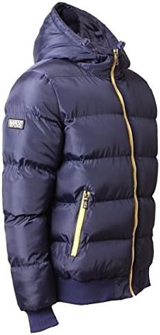 Max Edition Men's Jacket Bomber Padded Quilted Full Zip Warm Winter Coat Sochi X-Large Navy/Yellow