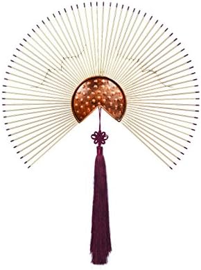 XMJR New Chinese-style fan-shaped wall decorated with iron ornaments hanging ornaments living room entrance wall decoration creative TV background wall decoration,Chinese knot, 50 cm in diameter