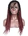 BLUPLE Ombre Micro Braided 1b Wine Red Synthetic Lace Front Wigs Fully Hand Tied Heat Resistant Hair Braiding Styles Fiber Hand Braided Wig for Black Women (18 inches, Micro Braided,T1B/Wine Red)