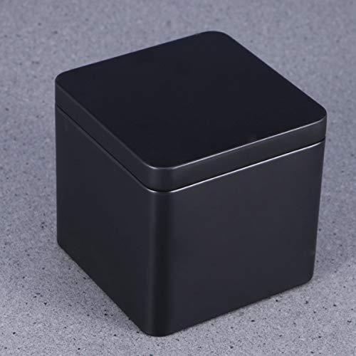 Yardwe Metal Tins with Lid Square Gift Box for Tea Candles Candies Gifts Balms Treasures (Matte Black)