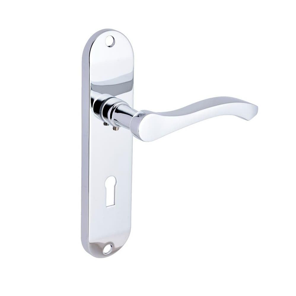 Designer Levers - Capri Contemporary Design Lever Door Handle - 1 Pair - Polished Chrome - 180 x 40mm - Locking Door Handle