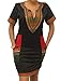 shekiss Women's Bohemian Bodycon Dashiki African Vintage Print Sexy V-Neck Club Midi Dress Black/Red, Blackred, XX-Large