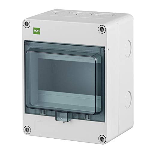 ELEKTRO-PLAST Hermetica Surface Mounted Distribution Box with 1 Row of 6 Automatic Modules IP65 Water Protection Outdoor Grey cl