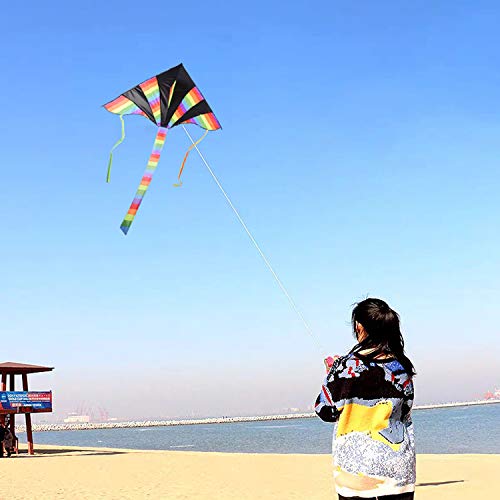 XYH Kite, Colorful Delta Kite -Large Flyer Kite for Kids -60 inches Wide with Long Tail 79 Inches Long for Children Family Outdoors.