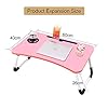 VLikeze Laptop Bed Table, Foldable Portable Lap Standing Desk with Cup Slot, Notebook Stand Breakfast Bed Tray Book…