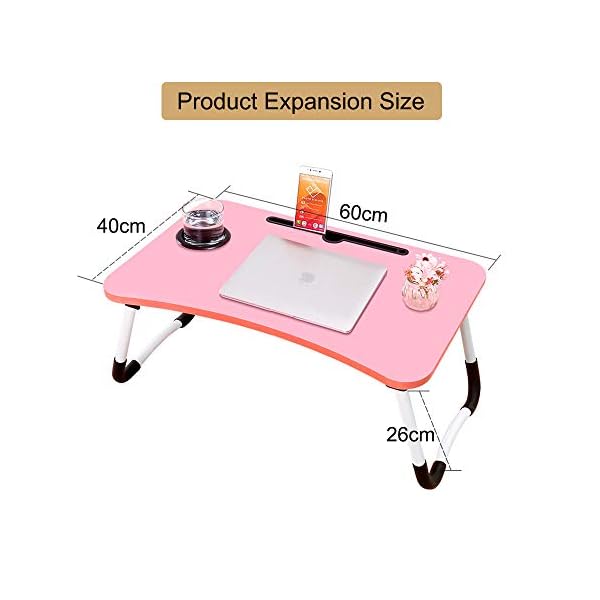 VLikeze Laptop Bed Table, Foldable Portable Lap Standing Desk with Cup Slot, Notebook Stand Breakfast Bed Tray Book…
