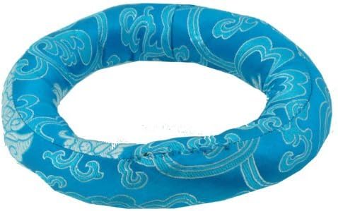 Hinky ImportsTibetan Singing Bowl Cushion, Blue Silk, Cotton Body