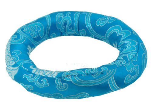 Hinky ImportsTibetan Singing Bowl Cushion, Blue Silk, Cotton Body