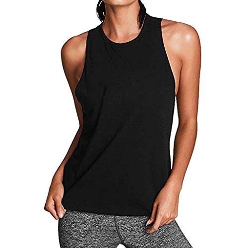 MITIY Womens Activewear Sexy Open Back Yoga Shirt Workout Clothes Sports Gym Tank Tops Black