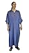 Moroccan Men Caftan Handmade Gandoura Cotton Blend Delicate Soft Comfortable Blue Denim