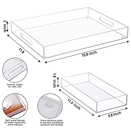 MTC Clear Acrylic Serving Tray 11.8"x 15.8" Large Premium Clear