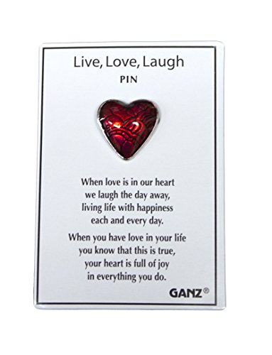 Love, Love, Laugh Red Colored Heart Pin - By Ganz