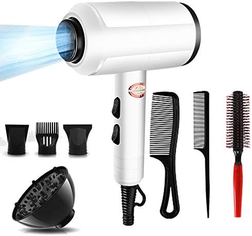 PKQ® Hair Dryer Professional Salon Ionic Powerful AC Motor Hairdryer Ion Pro Multi Function Hair Drying Low Noise 2 Speed 3 hot Cool Setting Blow Dryer with Concentrators Diffuser Comb Hair Dryerl