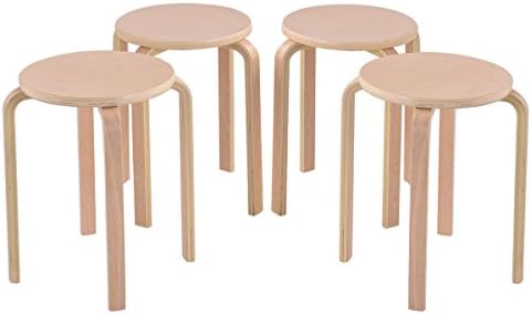Wood New Set of 4 17-inch Bentwood Stools Stacking Home Room Furniture Decor