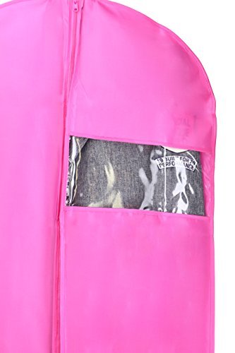 Kernorv Breathable Dust-proof Garment Bag, Environmental Zipper Suit Covers, 51" Foldable Dance Garment Bags with Clear Window for Dresses, Jacket, Storage or Travel (1 pack, Pink) - Thumbnail 4