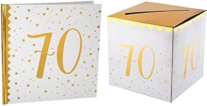 Santex 1 Pack Urne Et Livre D Or Anniversaire Or Et Blanc 70ans Amazon Fr Cuisine Maison