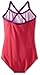 Kanu Surf Girls' Layla Beach Sport Banded 1 Piece Swimsuit, Solid Raspberry, 4