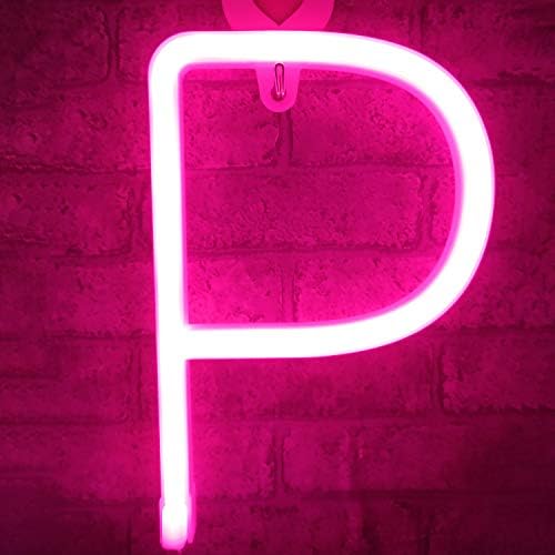 Neon Sign Letters Light Up Bar Word Sign USB Batteries Operated Marquee Letter Sign Art Wall Decor for Kids Living Room,Bar,Pub, Home,Wedding(Pink Letter)