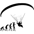 Evolution Ape to Parachuting Paragliding Vinyl Decal Sticker for Home Office Decor Vehicle Window Sign Size- [6 inch] / [15 cm] Wide Color- Gloss Black