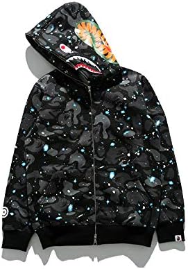 Fashion Shark Zip Hoodie Sweatshirt Casual Coat Outdoor Hip-Hop Funny Tops