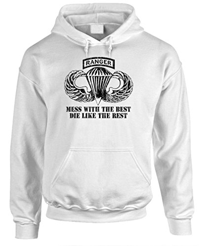 AIRBORNE RANGER - army special forces fight - Mens Pullover Hoodie, 3XL, White