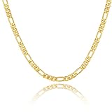 WELRDFG 18K gold-plated necklace 5MM men's and women's necklace Figaro chain length 18-32 inches