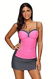 SailBee Women's Rosy Grey Ruched Tankini and