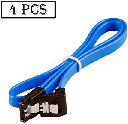 90 Degree Right-Angle 6.0 Gbps SATA III Blue Cable - 18 Inch 4 Pack