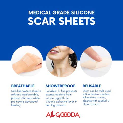 ALL GOOODA Silicone Scar Sheets, Strips, Tape, 2”x3”[10 Sheets], Scar