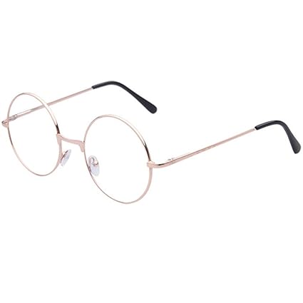 TRIXES Unisex Silber Und Schwarz Beatles Retro Sixties Style rund Metall Brillen