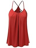 JJ Perfection Womens Racerback Front Pleat Cami Tank Top TOMATO L