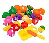 DD-life 16pcs/set Plastic Kitchen Food Fruit Vegetable Cutting Kids Pretend Play Educational Puzzle Learning Plastic Toy Satety